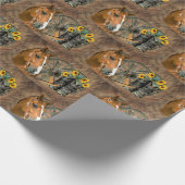 ウマカウボーイブーツワゴンホイールサンフラワーウェスタン ラッピングペーパー (角)