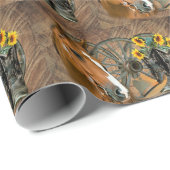 ウマカウボーイブーツワゴンホイールサンフラワーウェスタン ラッピングペーパー (ロールコーナー)