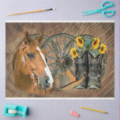 ウマカウボーイブーツワゴンホイールサンフラワーウェスタン 薄葉紙 (クラフト)