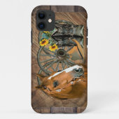 ウマカウボーイブーツワゴンホイールサンフラワーウェスタン Case-Mate iPhoneケース (裏面)
