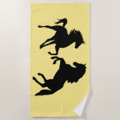 ウマカスタムーズ付きビーチカラーイエロー ビーチタオル (正面)