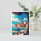 ウマクロアアアートヴィンテージトラベルイラストレーション ポストカード (スタンド正面)