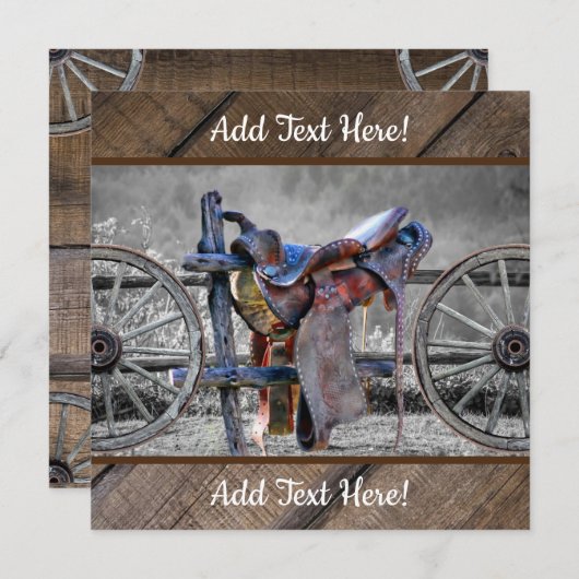 ウマサドル式囲い柵ウェスタンワゴンホイール  ノートカード (正面/裏面)