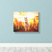 ウマズアットサンセット装飾用クッション キャンバスプリント (インサイチュ (ウッドフロア))