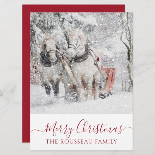ウマズインウィンタースノーホリデークリスマス招待状 招待状 (正面/裏面)