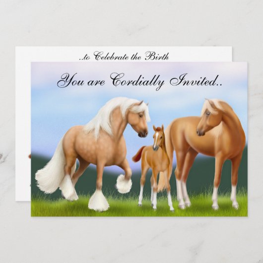 ウマズベビーシャワーアナウンス招待状 招待状 (正面/裏面)