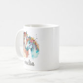 ウマズラバーウォーター色名前をカスタムするキッズ コーヒーマグカップ (正面左)