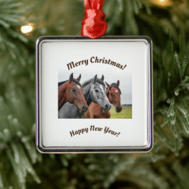 ウマセラミックオーナメント馬好きクリスマス メタルオーナメント