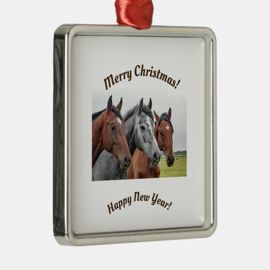 ウマセラミックオーナメント馬好きクリスマス メタルオーナメント (右)
