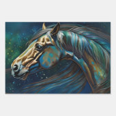 ウマティール(緑がかった色)、ラッピング紙フラットシートセット3 ラッピングペーパーシート (正面3)