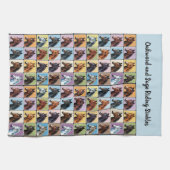 ウマパターン（の模様が）あるスカラフルマス キッチンタオル (横)