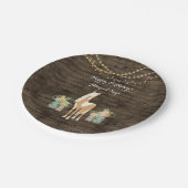 ウマパーソナライズされたウフラワーウッド素朴誕生日 ペーパープレート (アングル)