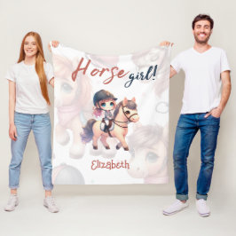 ウマパーソナライズされたガールドレッセージライダー フリースブランケット