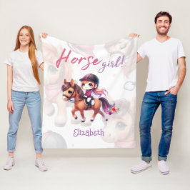 ウマパーソナライズされたガールドレッセージライダー フリースブランケット