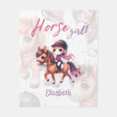 ウマパーソナライズされたガールドレッセージライダー フリースブランケット (正面)