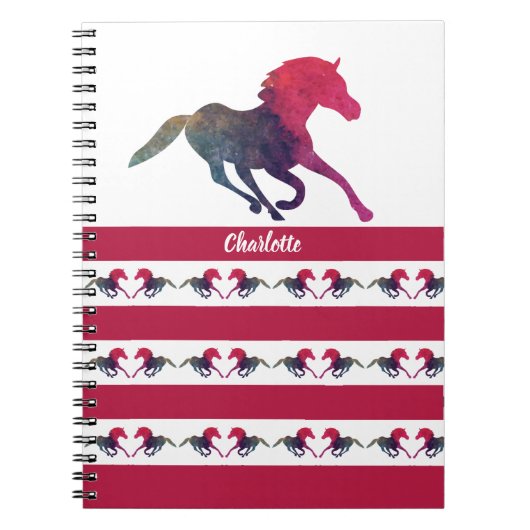 ウマパーソナライズされたシルエットかわいい女子校生 ノートブック (正面)