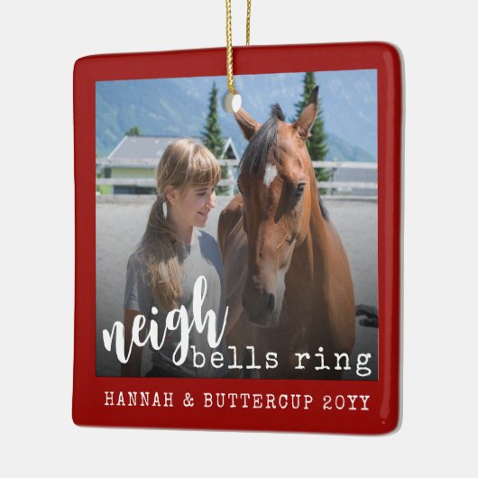 ウマパーソナライズされたフォトキュートネイグベルリングや輪 セラミックオーナメント (左)