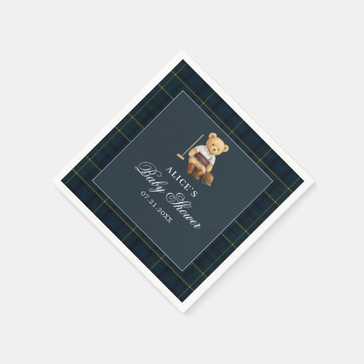 ウマベアベニーブルーベビーシャワー スタンダードカクテルナプキン (角)