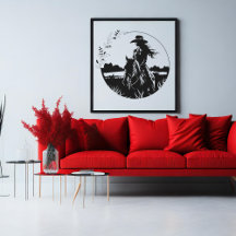 ウマモダンエレガントー女性のカーボーイフラワーエクエストリアン