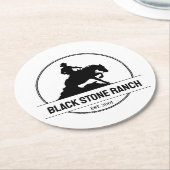 ウマランチロゴ西納屋ブランディング ラウンドペーパーコースター (アングル)