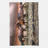 ウマランニングーズ海サーフアットサンセット キッチンタオル (縦)