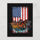 ウマヴィンテージアメリカ動揺して国旗 ポストカード (正面)