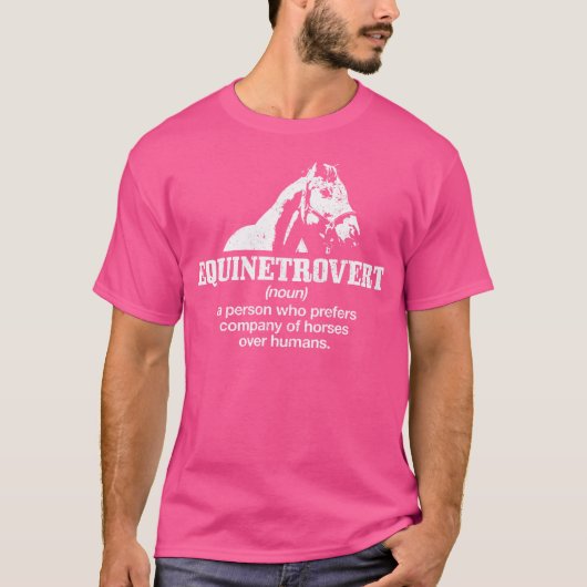 ウマ内向外向的定義 楽しい馬の乗馬 馬好き女性 Tシャツ (正面)