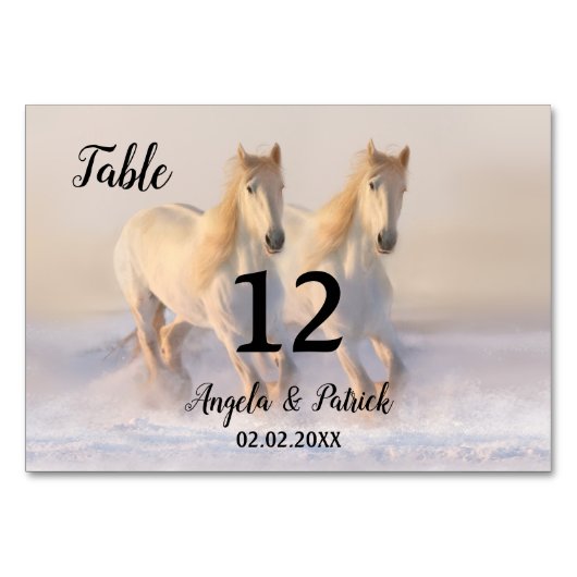 ウマ冬の結婚式のテーブル番号カード テーブルナンバー (裏面)