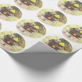 ウマ描ベヒクル、アミッシュ馬と乳母車 ラッピングペーパー (角)