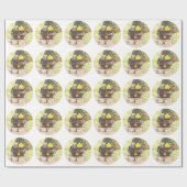 ウマ描ベヒクル、アミッシュ馬と乳母車 ラッピングペーパー (フラット)