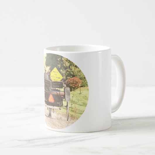 ウマ描ベヒクル、カローナ、アイオワアミッシュホース コーヒーマグカップ (正面右)