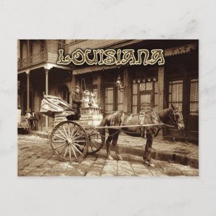 ウマ描ミルクカート，ニューオーリンズ，ルイジアナ ポストカード