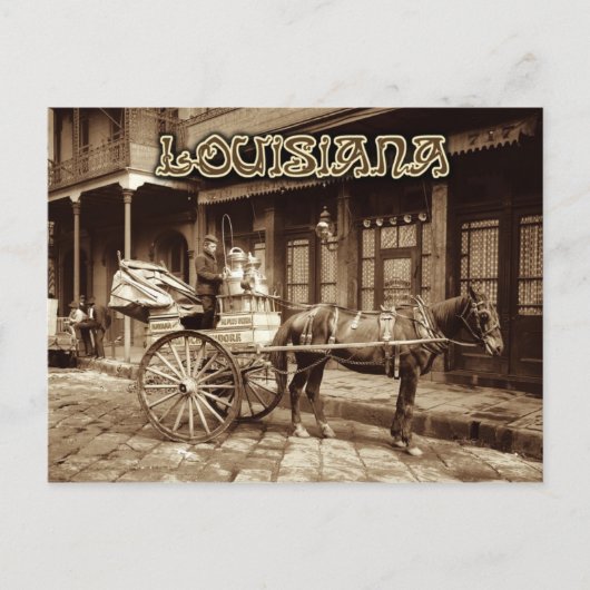 ウマ描ミルクカート,ニューオーリンズ,ルイジアナ ポストカード (正面)