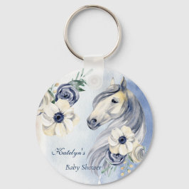ウマ牧場の水の色の花ベビーシャワー キーホルダー