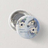 ウマ牧場の水の色の花ベビーシャワー 缶バッジ (正面&裏面)