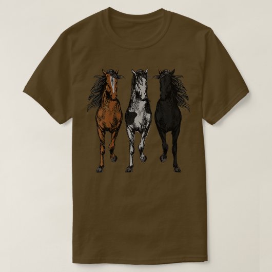 ウマ用に設計されたウマノウマの動物アート Tシャツ (デザイン正面)