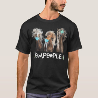 ウマ着用顔マスクEw-People動物愛好家T Tシャツ
