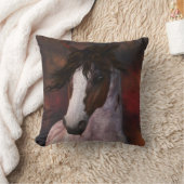 ウマ科のな馬のポートレートのクッションの枕ギフト クッション (ブランケット)
