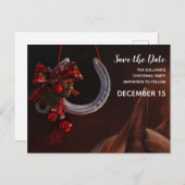 ウマ科のクリスマスぶら下がったの蹄鉄 インビテーションポストカード (正面/裏面)