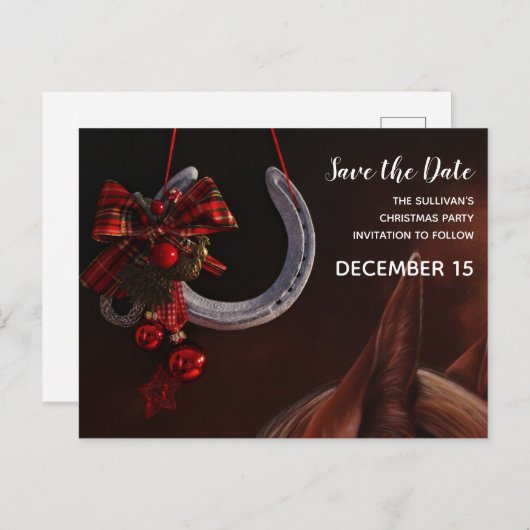 ウマ科のクリスマスぶら下がったの蹄鉄 インビテーションポストカード (正面/裏面)