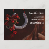 ウマ科のクリスマスぶら下がったの蹄鉄 インビテーションポストカード (正面)