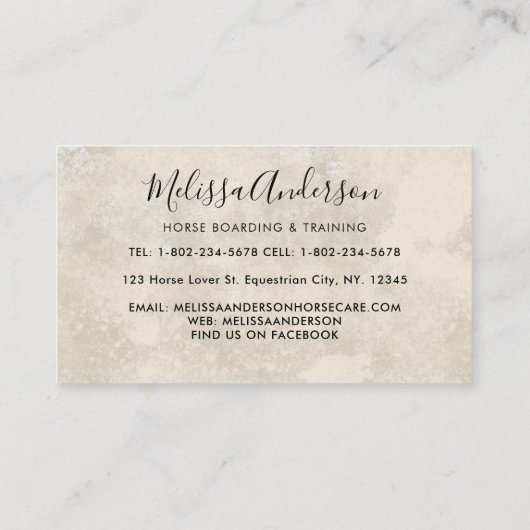 ウマ科のヴィンテージホースデイジーパーソナライズされた馬術団 名刺 (裏面)