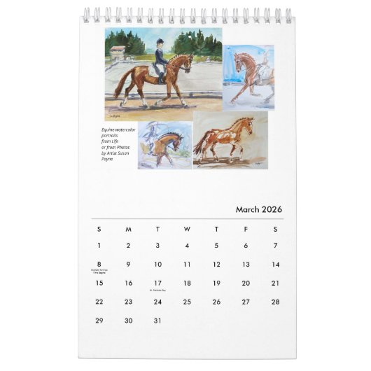ウマ科のArt S. Payneページ独身のカレンダー カレンダー (3月 2026)