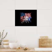 ウマ米国国旗の馬 ポスター (キッチン)