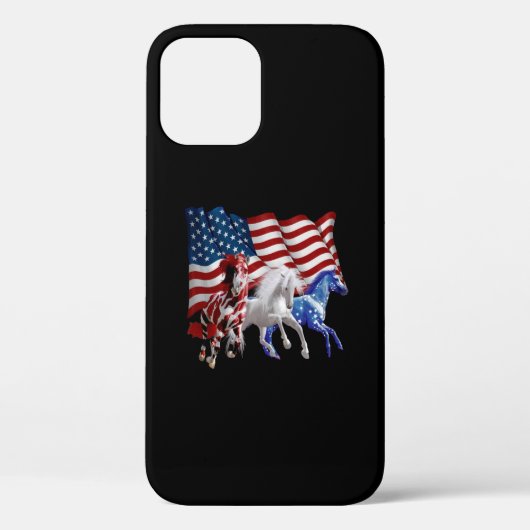 ウマ米国国旗の馬 Case-Mate iPhoneケース (裏面)