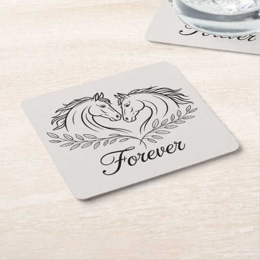 ウマ素朴ウエクエストリアンカントリー結婚ズ スクエアペーパーコースター (アングル)