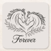 ウマ素朴ウエクエストリアンカントリー結婚ズ スクエアペーパーコースター (正面)
