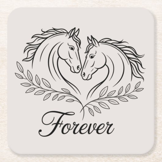 ウマ素朴ウエクエストリアンカントリー結婚ズ スクエアペーパーコースター (正面)