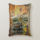 ウマ素朴サンフラワーワゴンホイールカウボーイブーツ アクセントクッション (正面(垂直))