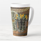 ウマ素朴サンフラワーワゴンホイールカウボーイブーツ カフェラテマグ (右アングル)